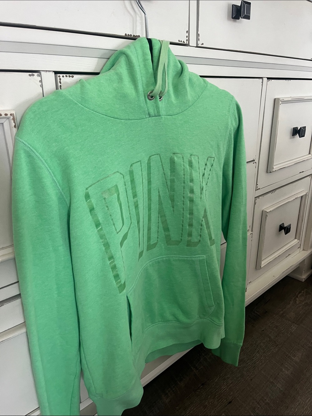 PINK Victoria's Secret Bright Green Womens pullover Hooded Sweatshirt